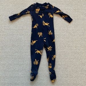 Hanna Andersson navy blue lion footed Pajamas 6-12 Months front zipper